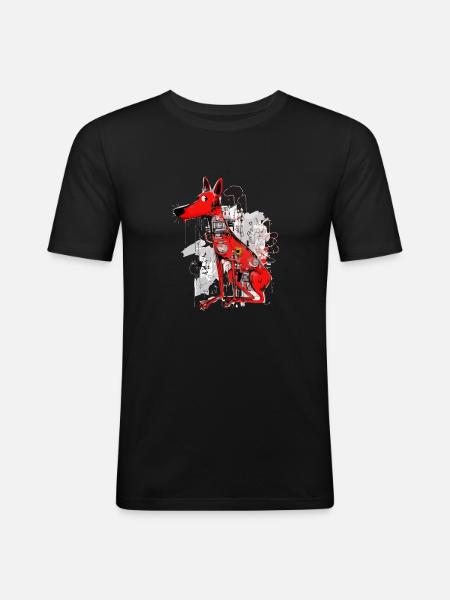 Loko der rote Hund - Männer Slim Fit T-Shirt - Schwarz