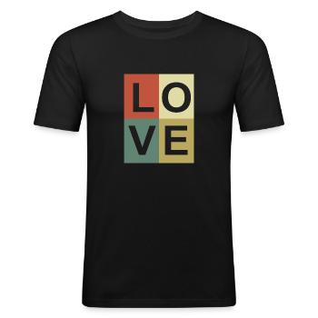 LOVE - Männer Slim Fit T-Shirt - Schwarz - Vorne - Nik (191cm)