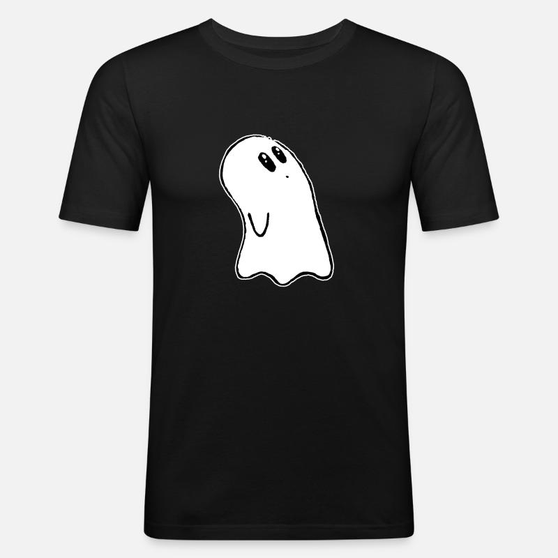 Halloween cute Ghost - Männer Slim Fit T-Shirt - Schwarz