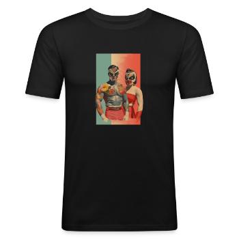 Sei mein Wrestling-Valentinstag - Männer Slim Fit T-Shirt - Schwarz - Vorne - Nik (191cm)