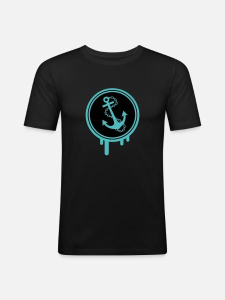 Blobs d’icônes d’ancrage - T-shirt près du corps Homme - noir