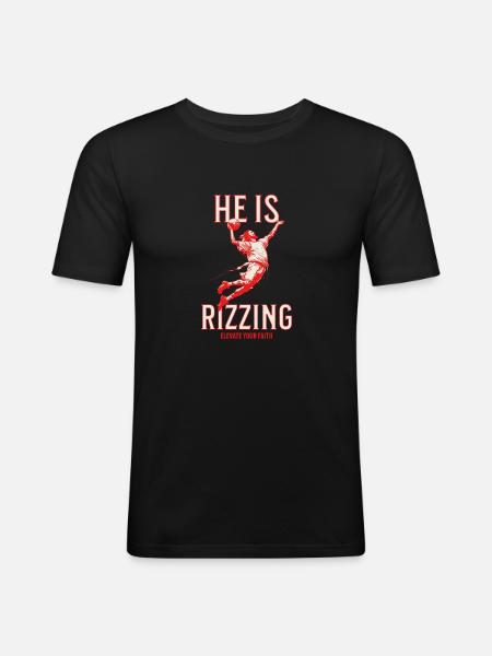 Jesus Slam Dunking Ostern Spaß - Männer Slim Fit T-Shirt - Schwarz