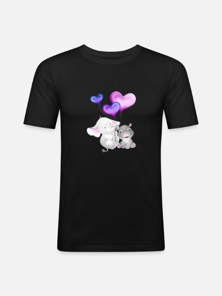 Elefant Luftballon Nilpferd - Männer Slim Fit T-Shirt - Schwarz