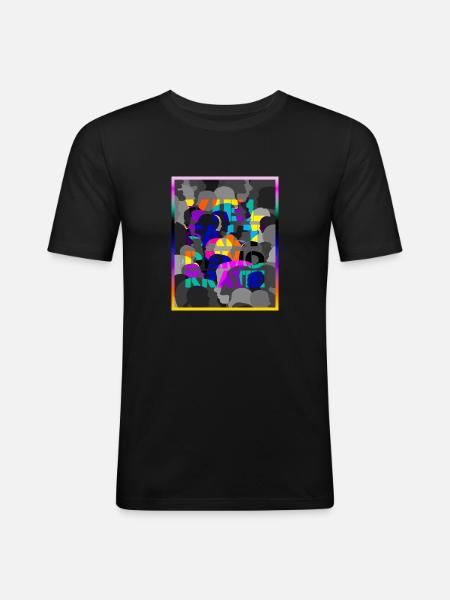 Demokratie - Männer Slim Fit T-Shirt - Schwarz