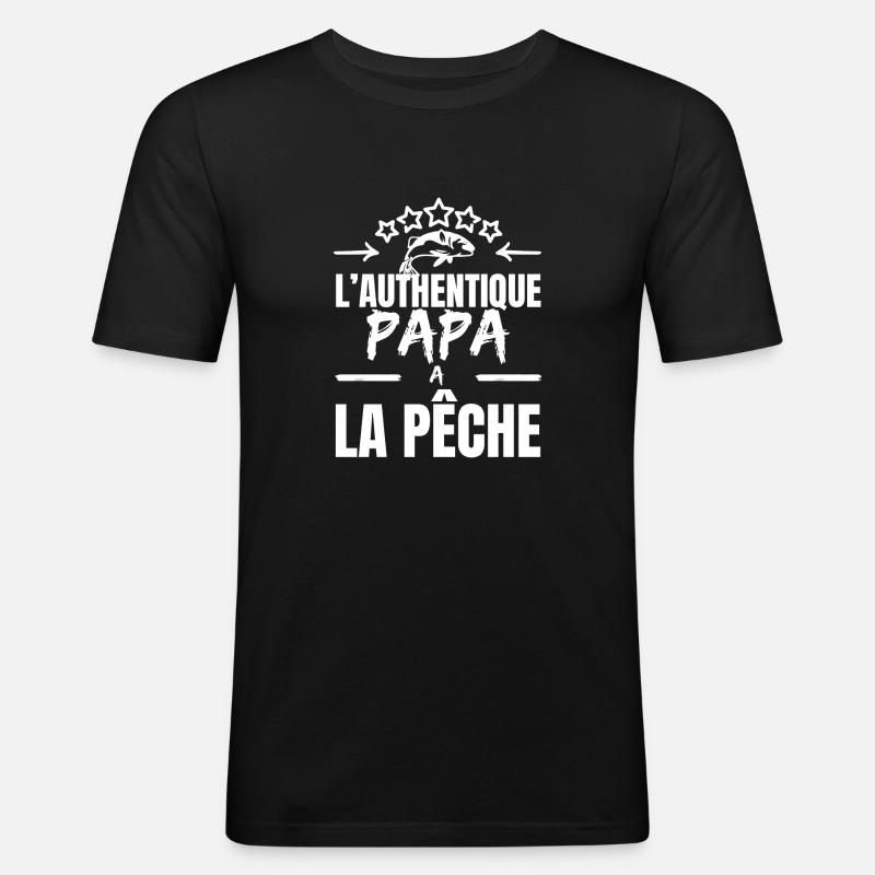 DER AUTHENTISCHE VATER - Männer Slim Fit T-Shirt - Schwarz