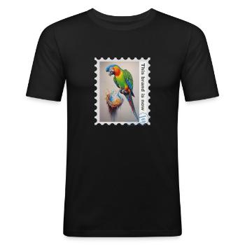 Illustration à l’aérographe « Parrot 09 » FR - T-shirt près du corps Homme - noir - Devant - Nik (191cm)