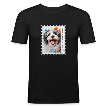 Illustrations à l’aérographe « Havanese 07 » DE - T-shirt près du corps Homme - noir - Devant - Nik (191cm)