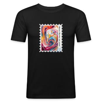 Airbrush Illustration "Fantasy 03" DE - Men's Slim Fit T-Shirt - black - Front - Nik (191cm)