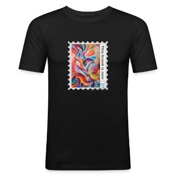 Airbrush illustration ‘Fantasy 06’ EN - Men's Slim Fit T-Shirt - black - Front - Nik (191cm)