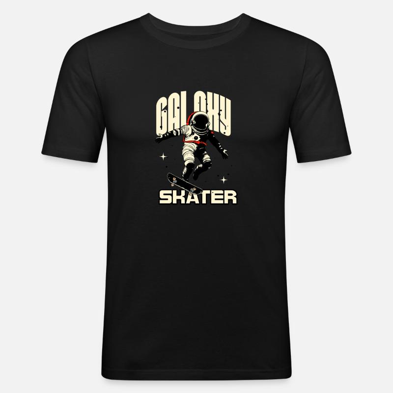 Patineur Galaxy dans l’espace - T-shirt près du corps Homme - noir