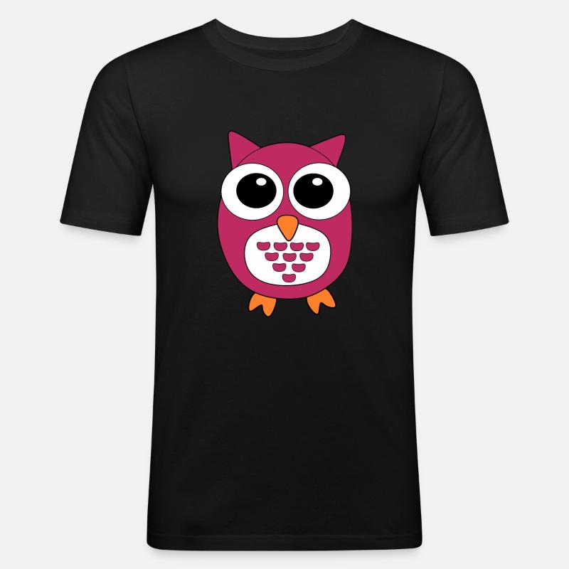 pinke Eule rosa Vogel - Männer Slim Fit T-Shirt - Schwarz