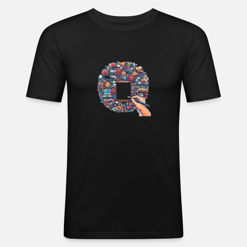Creativ - Männer Slim Fit T-Shirt - Schwarz