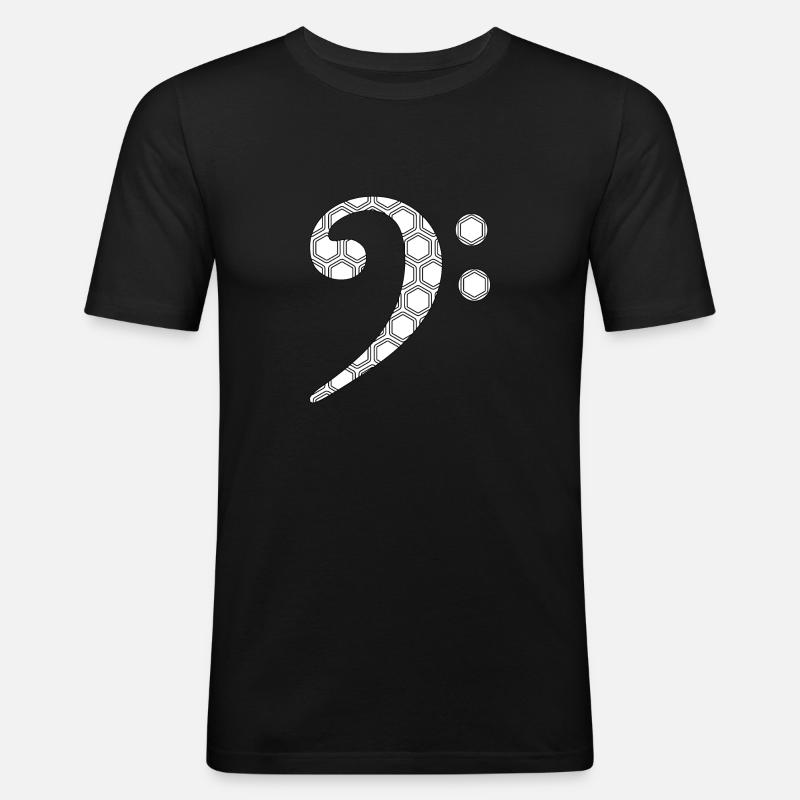 Clé de fa avec motif polygonal - T-shirt près du corps Homme - noir