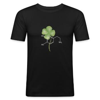 Structural formula Dopamine with clover leaf - Men's Slim Fit T-Shirt - black - Front - Nik (191cm)