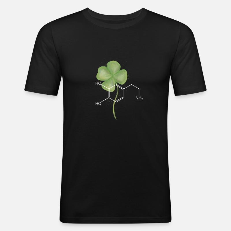 Strukturformel Dopamin mit Kleeblatt - Männer Slim Fit T-Shirt - Schwarz