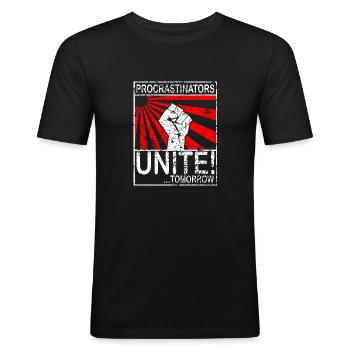 Procastinator - Männer Slim Fit T-Shirt - Schwarz - Vorne - Nik (191cm)