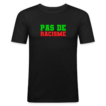 Pas de racisme! - T-shirt près du corps Homme - noir - Devant - Nik (191cm)