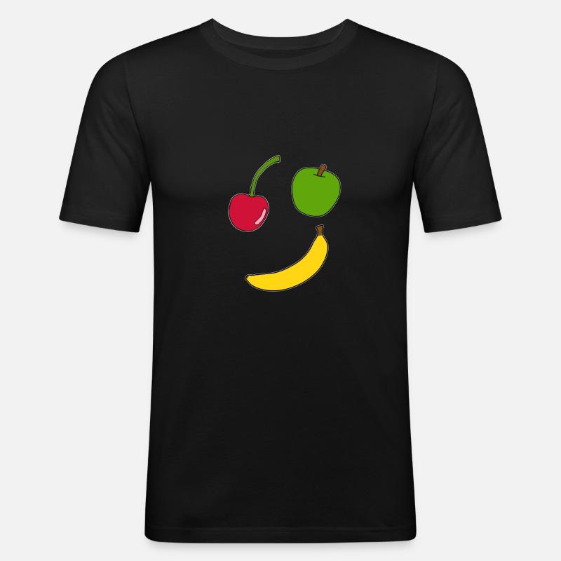 Obst, Früchte, Comic, Geschenkidee - Männer Slim Fit T-Shirt - Schwarz
