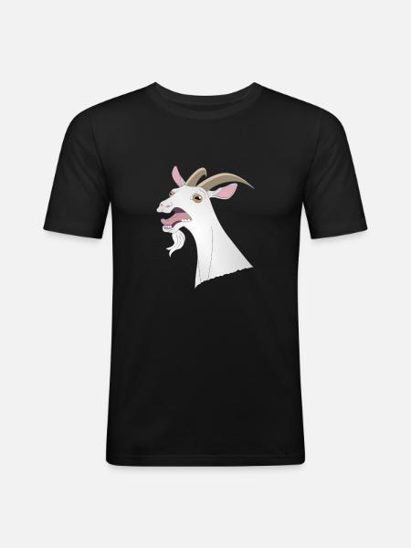 Crazy Funny Goat Cry Animal Horns Tänder - Slim Fit T-shirt herr - svart