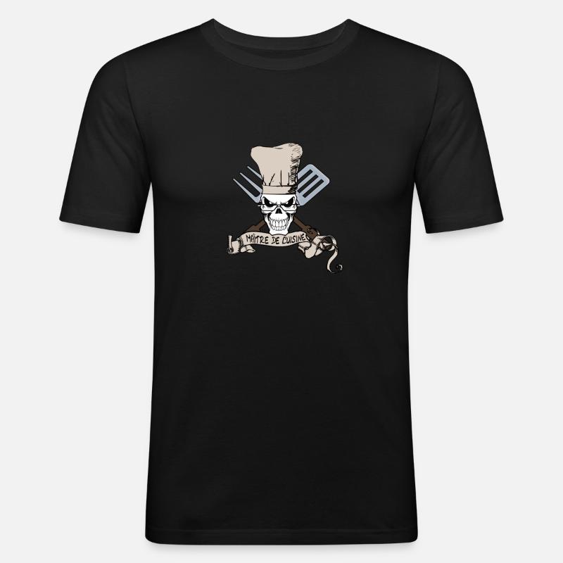 Maitre de Cuisine - Küchenchef Schädel - Männer Slim Fit T-Shirt - Schwarz
