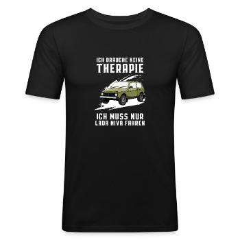 Therapie Lada Niva 4x4 Offroad Geländewagen - Männer Slim Fit T-Shirt - Schwarz - Vorne - Nik (191cm)