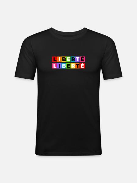Liberté - T-shirt près du corps Homme - noir
