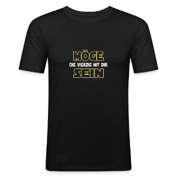 MÖGE DIE VIERZIG MIT DIR SEIN - 40 Geburtstag - Männer Slim Fit T-Shirt - Schwarz - Vorne - Nik (191cm)