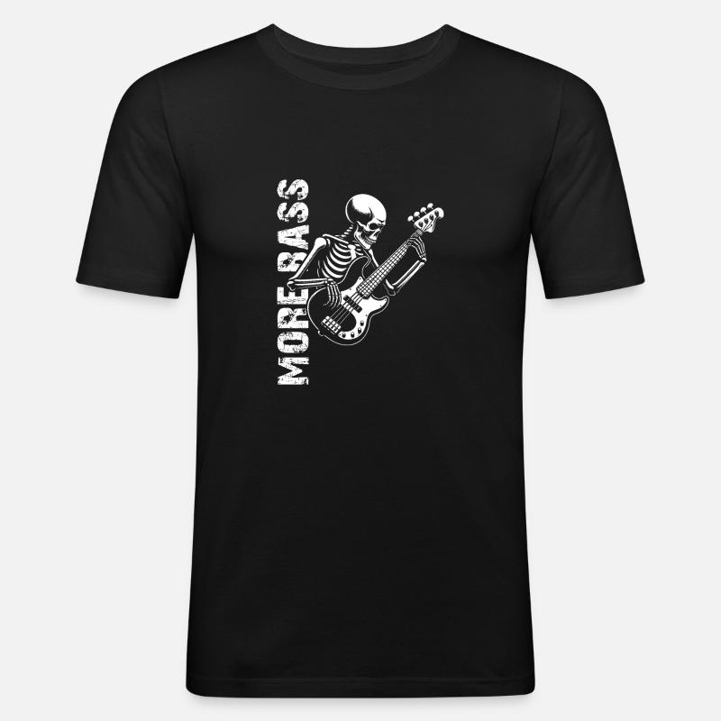 Plus Basse - Skeleton avec Basse - T-shirt près du corps Homme - noir