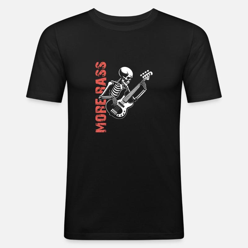 Plus Basse - Skeleton avec Basse - T-shirt près du corps Homme - noir