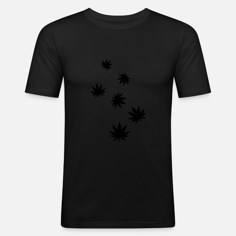 Hanf Blatt Icon - Männer Slim Fit T-Shirt - Schwarz