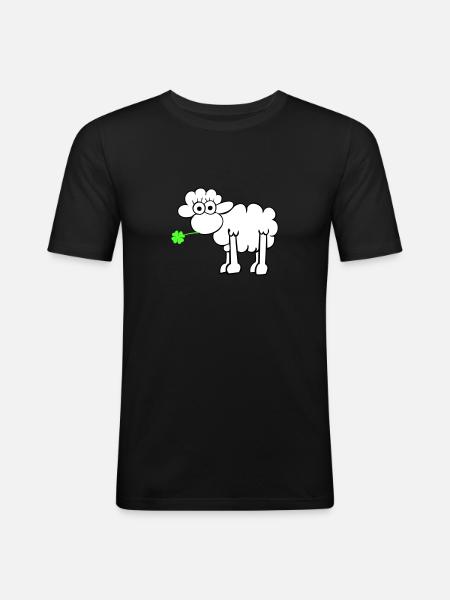 Sheep with clover - Men's Slim Fit T-Shirt - black