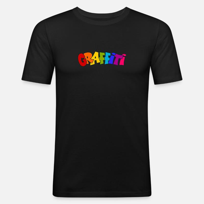 Graffiti - Männer Slim Fit T-Shirt - Schwarz