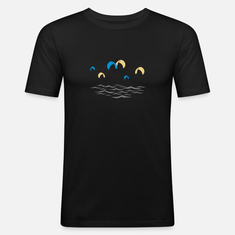 Kitesurfen - Männer Slim Fit T-Shirt - Schwarz