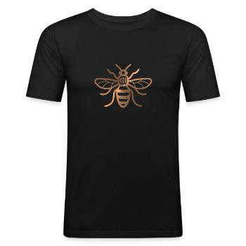 Manchester Bee - Imprimé effet métal brossé - T-shirt près du corps Homme - noir - Devant - Nik (191cm)