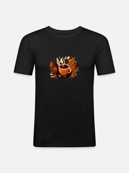 autumn coffee - Men's Slim Fit T-Shirt - black