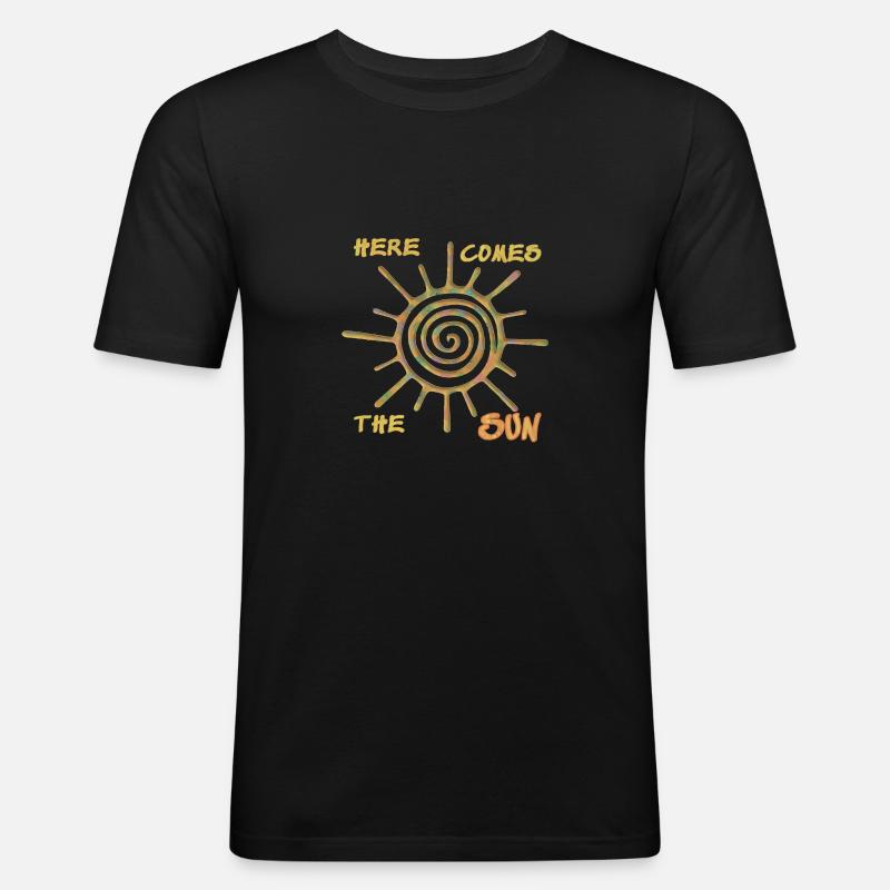 Here comes the sun - Männer Slim Fit T-Shirt - Schwarz