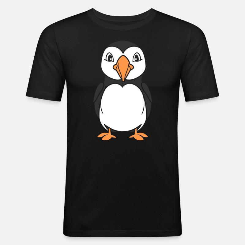 Papageitaucher - Männer Slim Fit T-Shirt - Schwarz