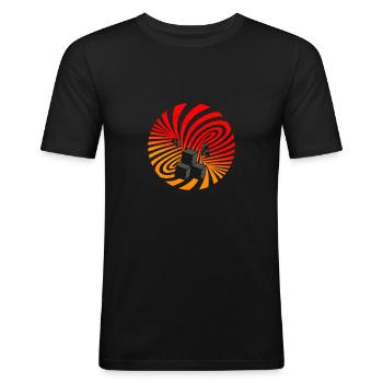 Spirale - Männer Slim Fit T-Shirt - Schwarz - Vorne - Nik (191cm)
