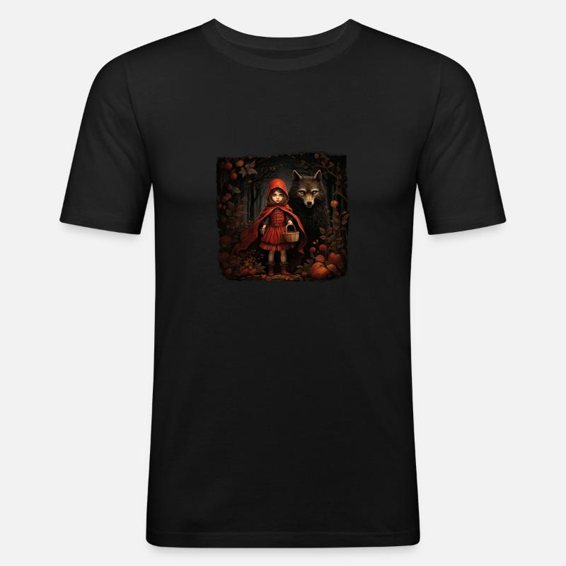 Rotkäppchen und der liebe Wolf - Männer Slim Fit T-Shirt - Schwarz