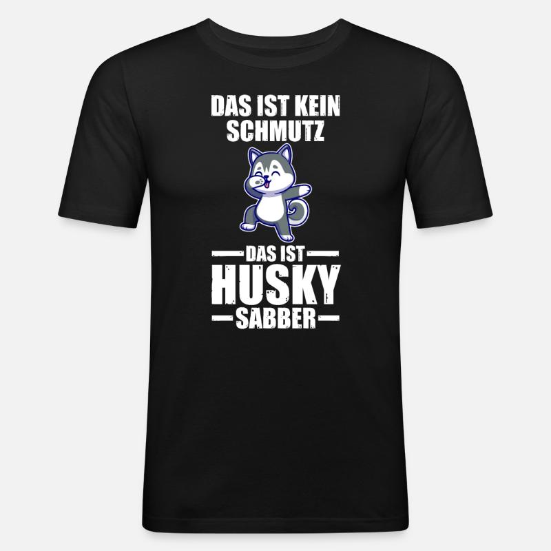 Hund Husky - Männer Slim Fit T-Shirt - Schwarz