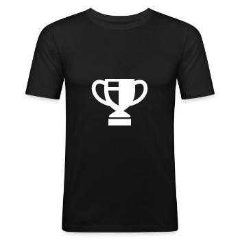 Pokal - Männer Slim Fit T-Shirt - Schwarz - Vorne - Nik (191cm)