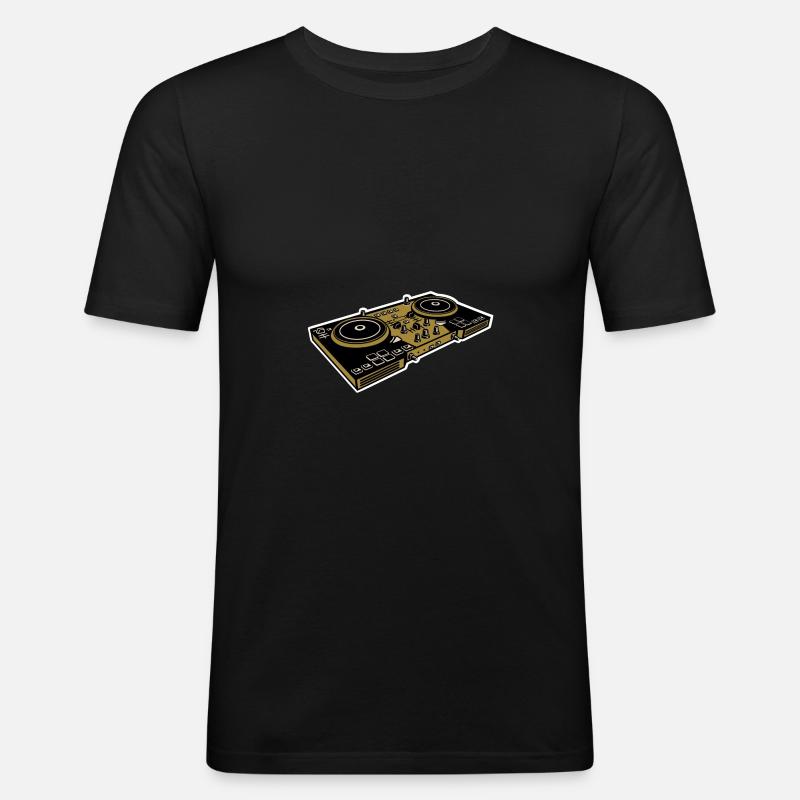 DJ Turntables - Männer Slim Fit T-Shirt - Schwarz