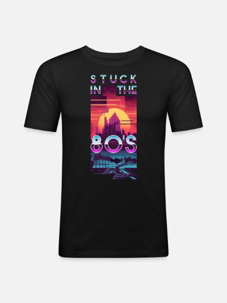 Retro Synthwave Sunset - Men's Slim Fit T-Shirt - black