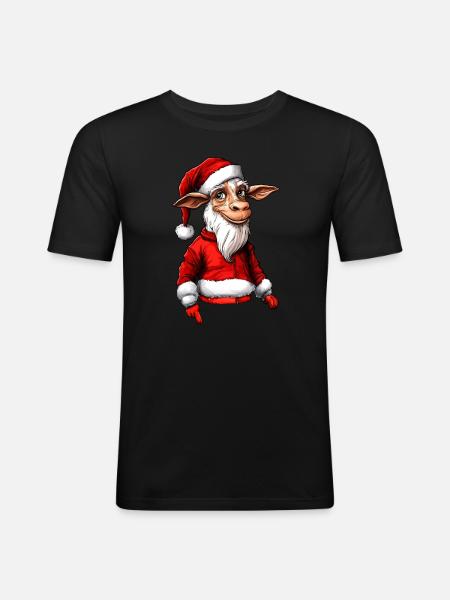 Chèvre de Noël - T-shirt près du corps Homme - noir