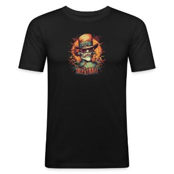 Monstre mecha - T-shirt près du corps Homme - noir - Devant - Nik (191cm)
