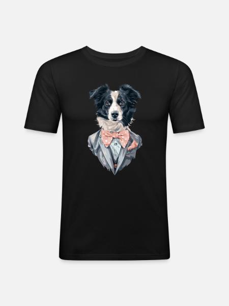 Border Collie - Männer Slim Fit T-Shirt - Schwarz