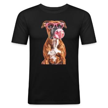 Boxer - Männer Slim Fit T-Shirt - Schwarz - Vorne - Nik (191cm)
