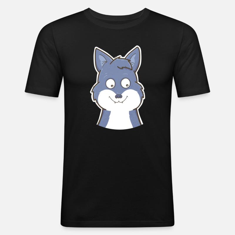 Wolf - Männer Slim Fit T-Shirt - Schwarz