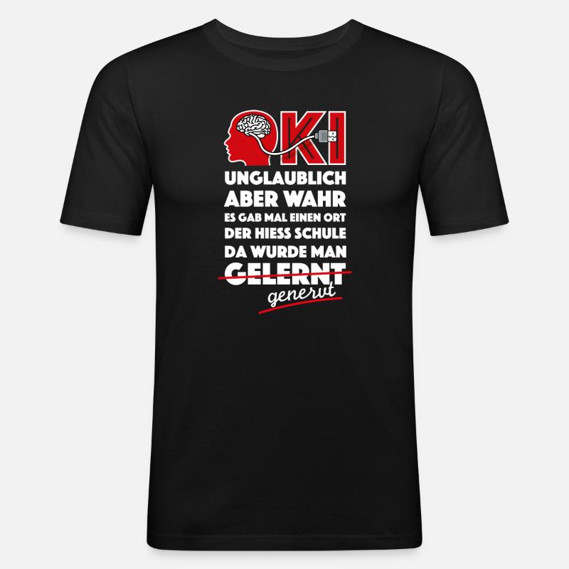 KI, ChatGPT, Schule nervt - Männer Slim Fit T-Shirt - Schwarz