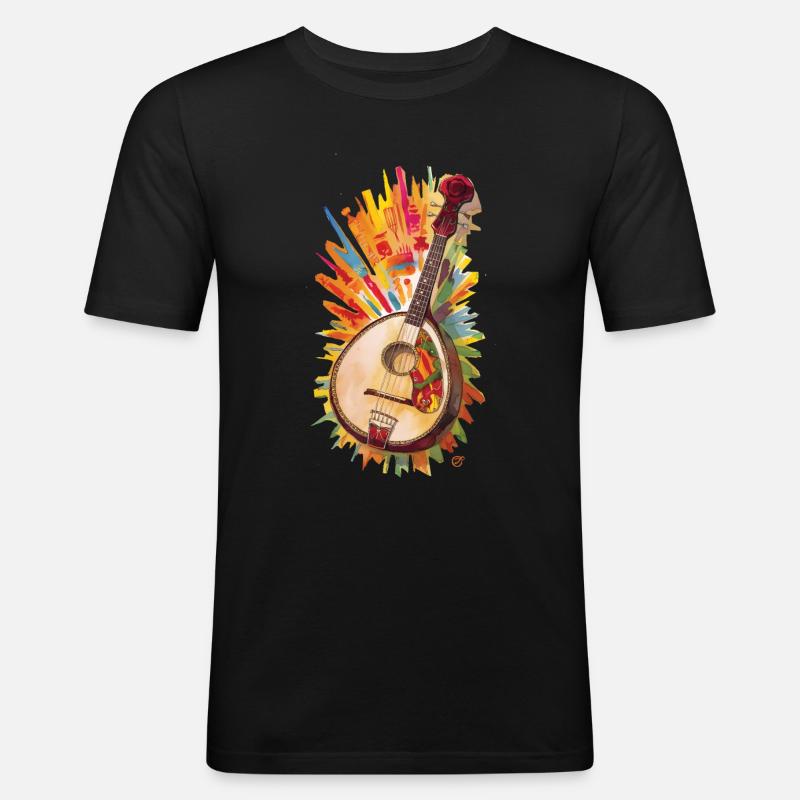 Bouzouki-Instrument-Geschenk - Männer Slim Fit T-Shirt - Schwarz